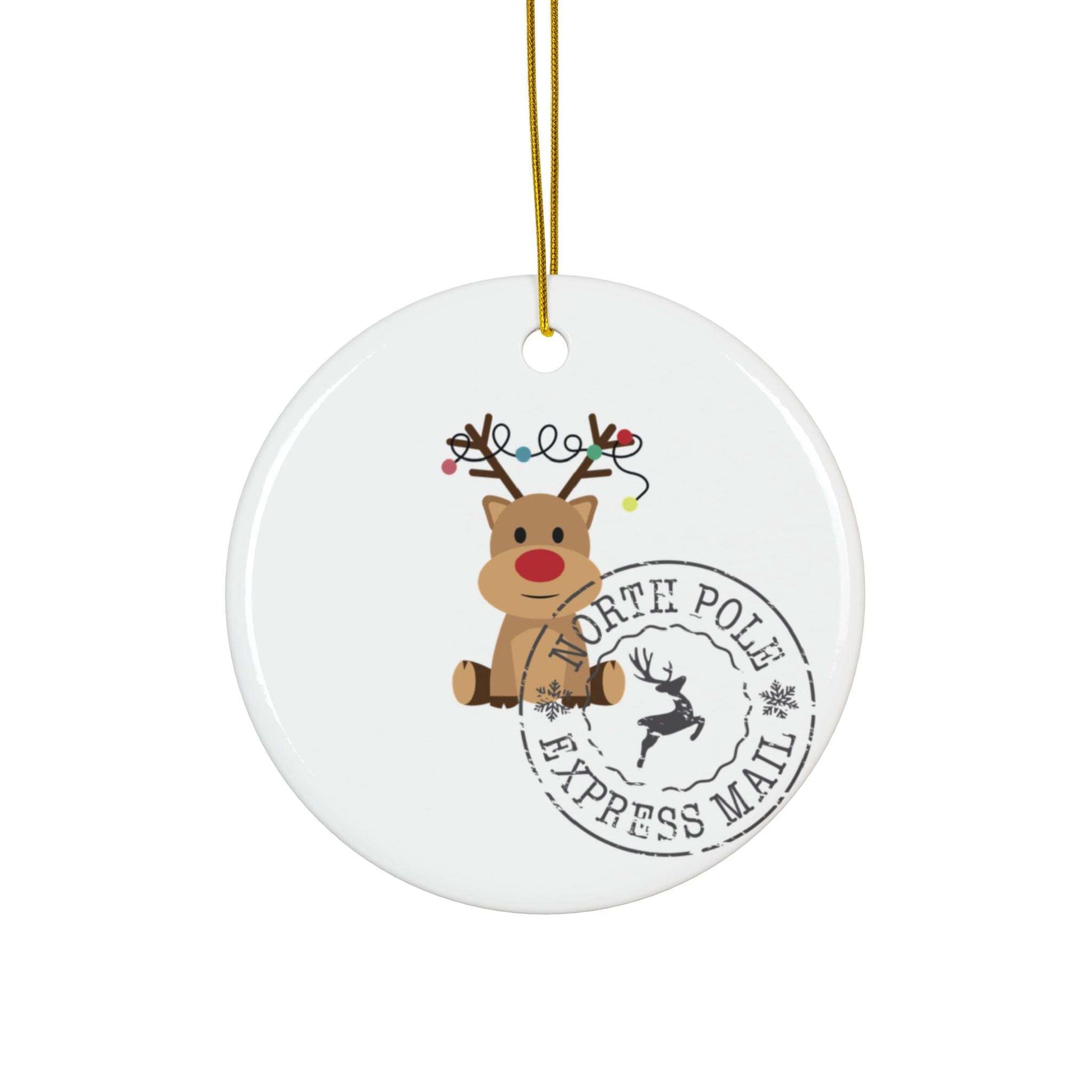 Reindeer Approved! Ceramic Ornaments, 2-Side Print.