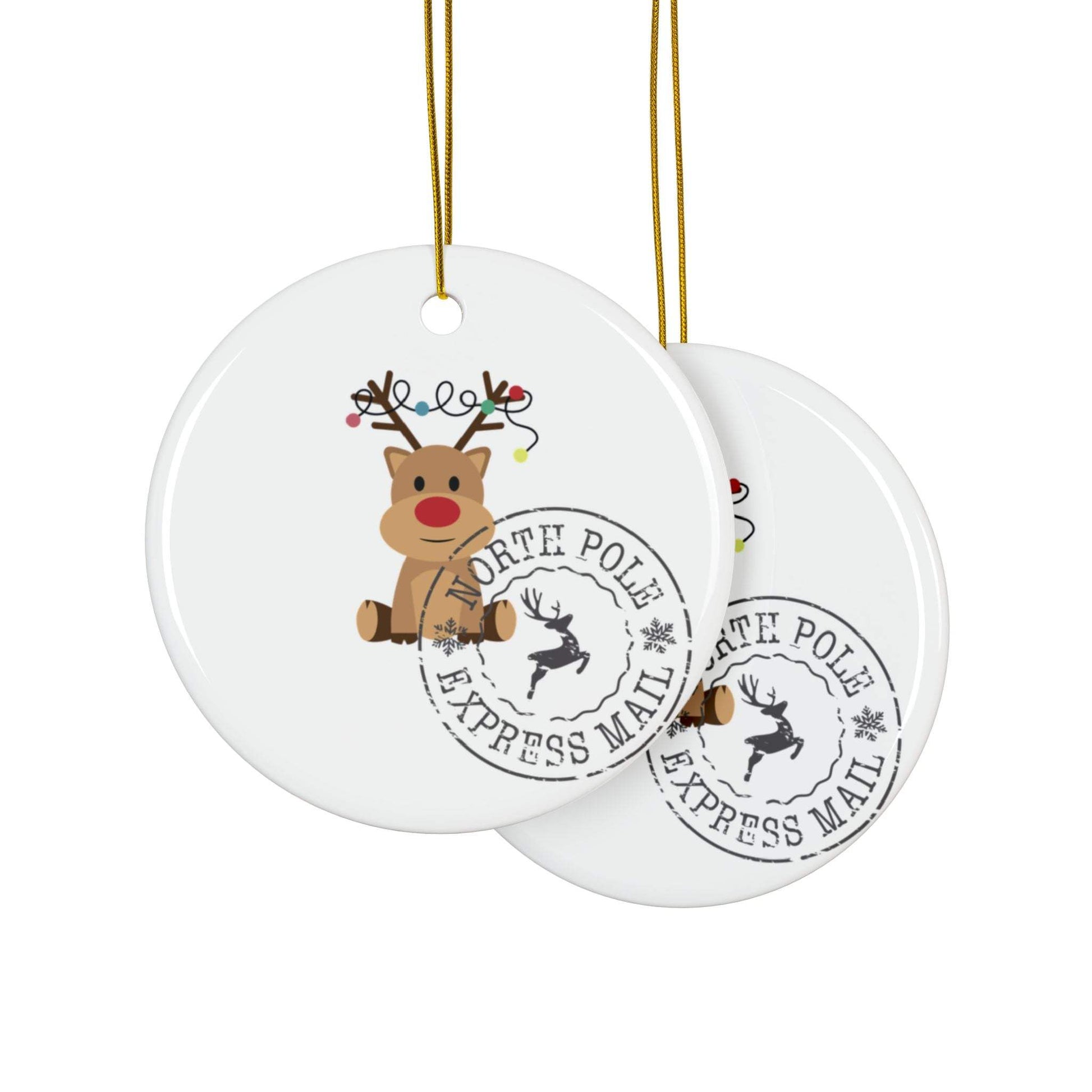 Reindeer Approved! Ceramic Ornaments, 2-Side Print.