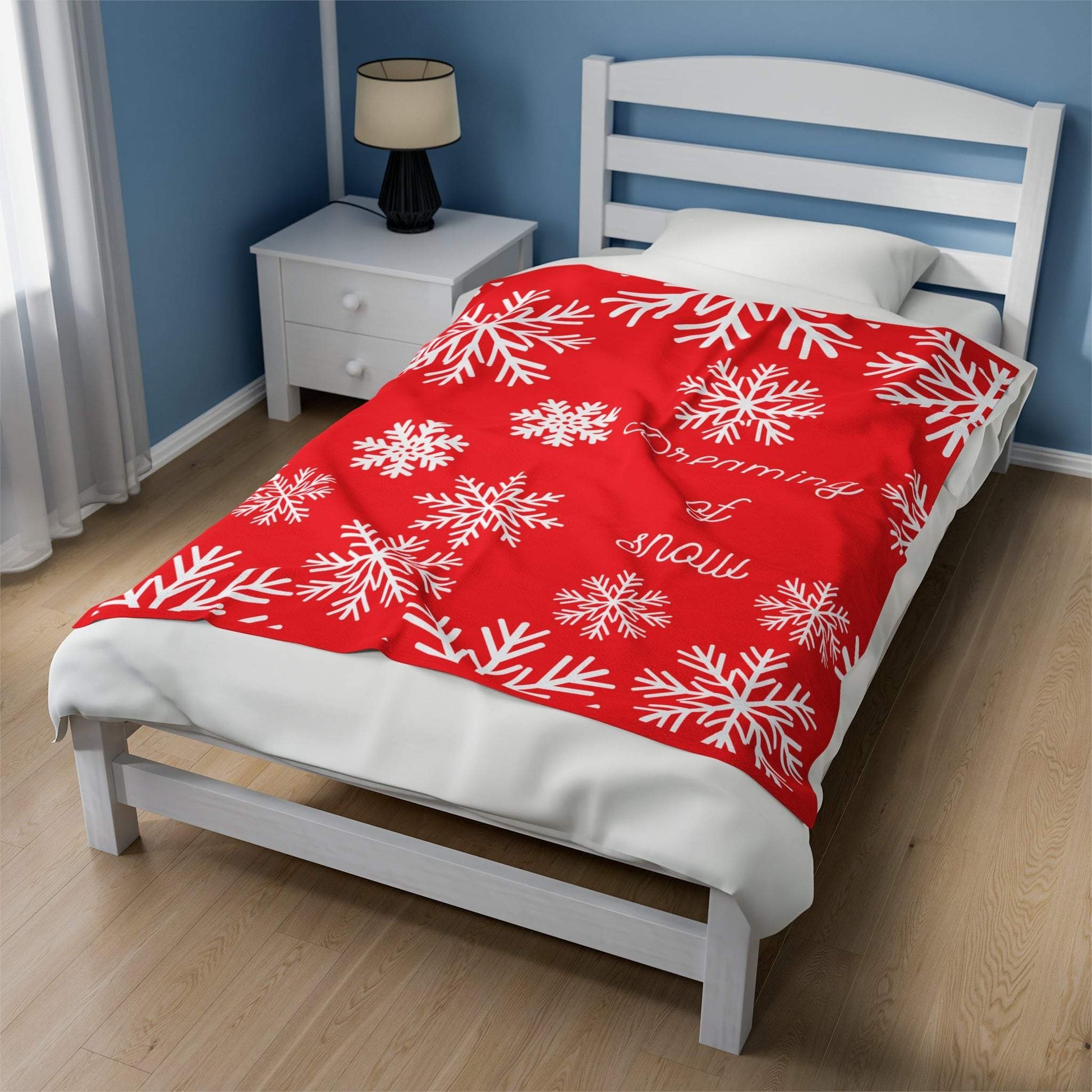 Dreaming of snow Velveteen Plush Blanket