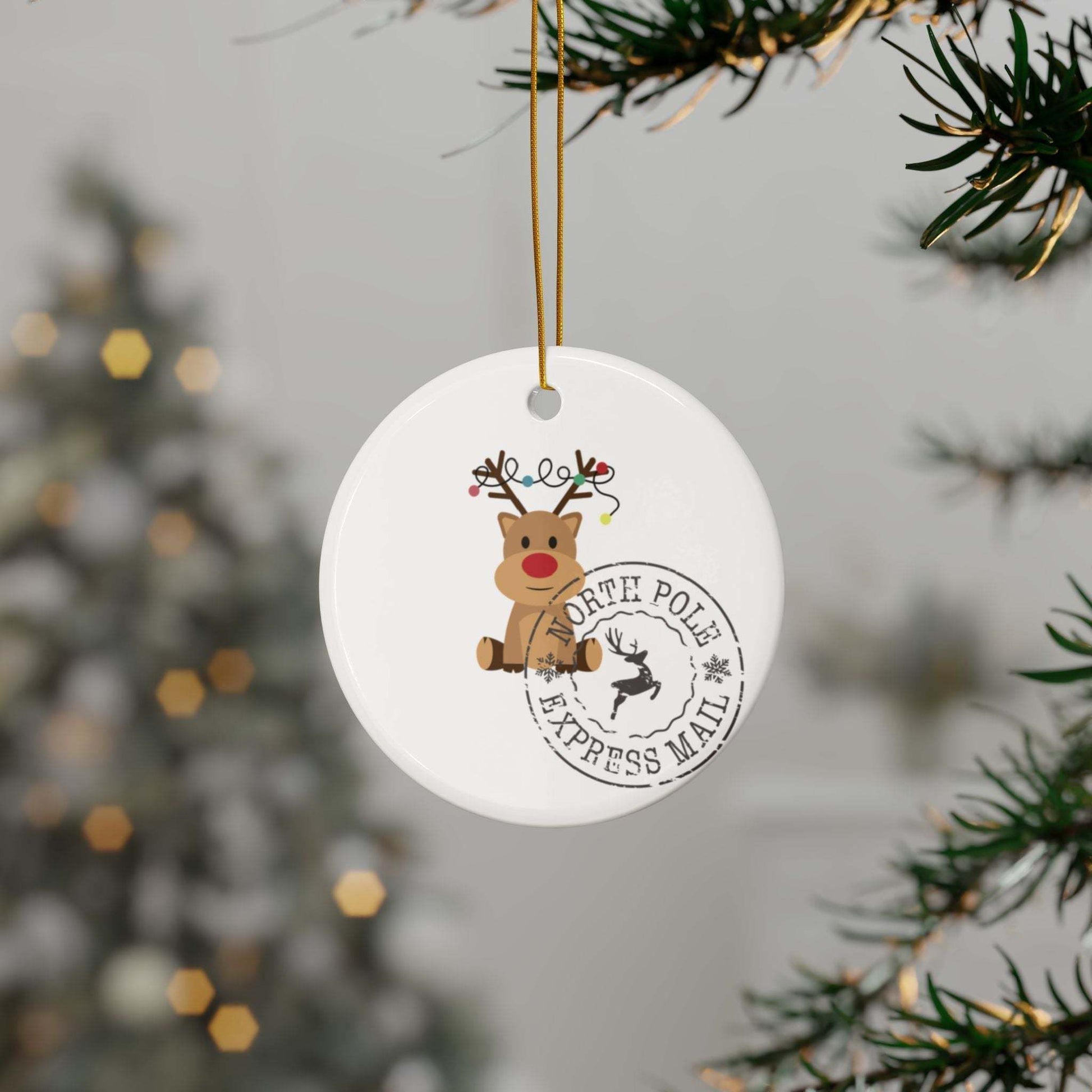 Reindeer Approved! Ceramic Ornaments, 2-Side Print.